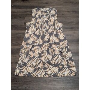 Faberty Leaf Print Sleeveless Button Front Dress Size Small